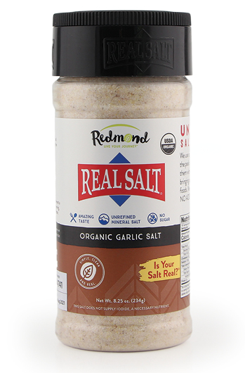 Mineral rich, pure sea salt from Utah with added garlic flavouring.